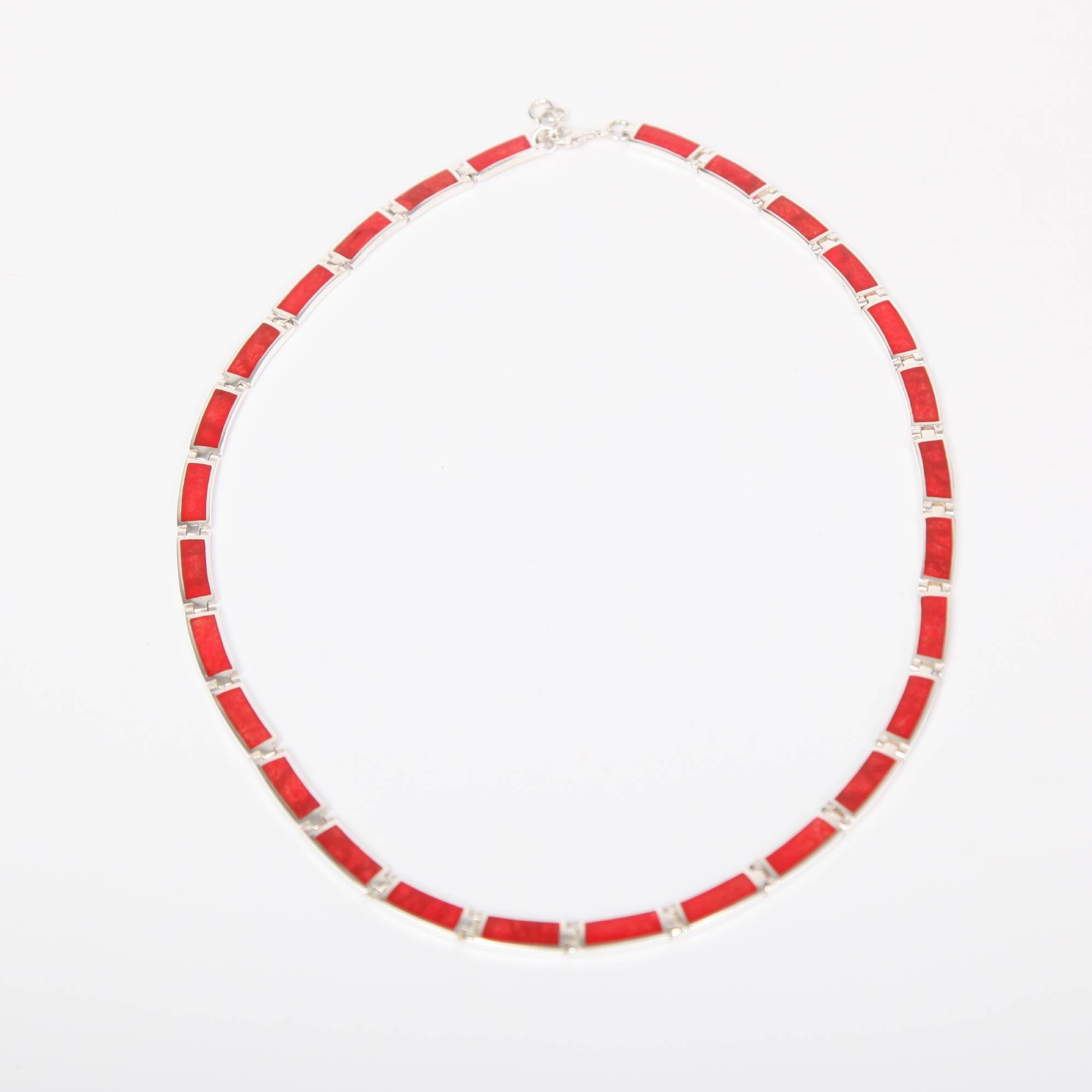 Red Coral Necklace with Sterling Silver