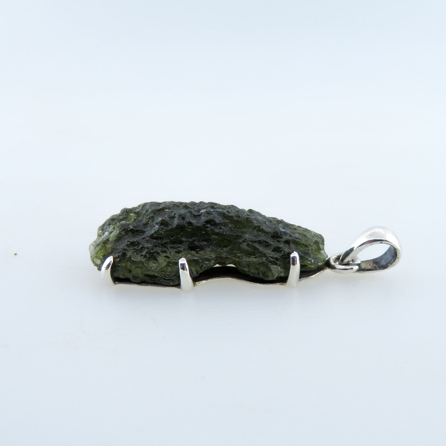 Moldavite (Meteorite) Pendant with Sterling Silver