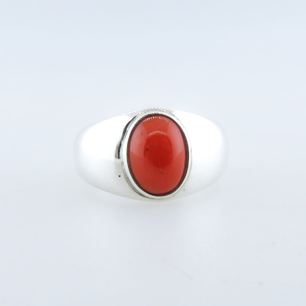 Sterling Silver Ring with Italian Red Coral