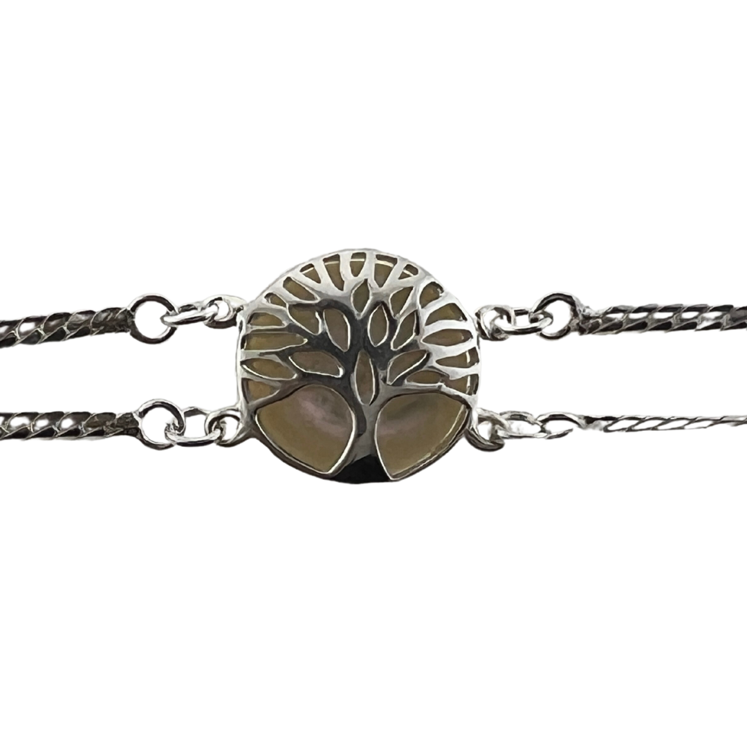 Mother of Pearl Tree of Life Bracelet with Sterling Silver