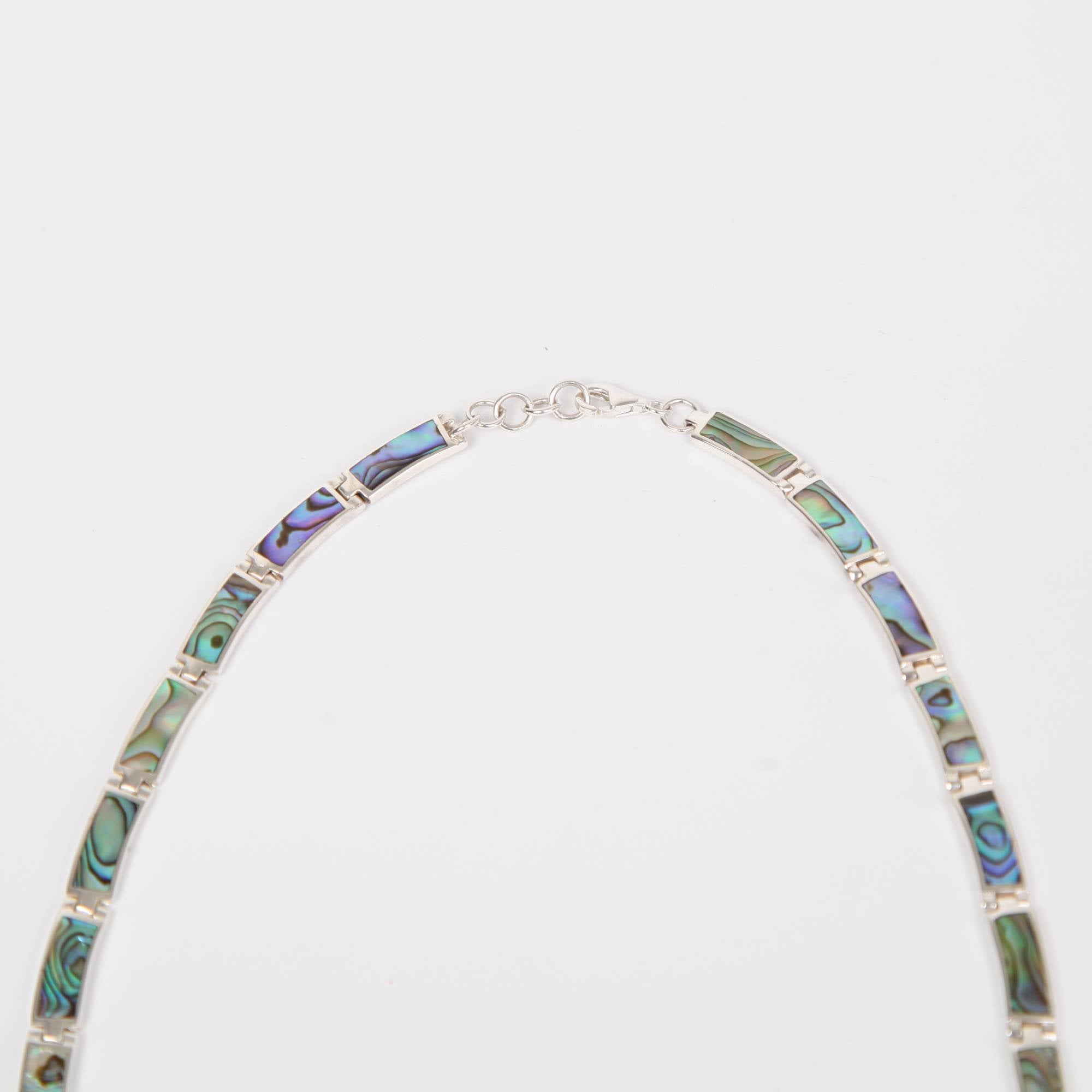 Paua Shell (Rainbow Abalone) Necklace with Sterling Silver