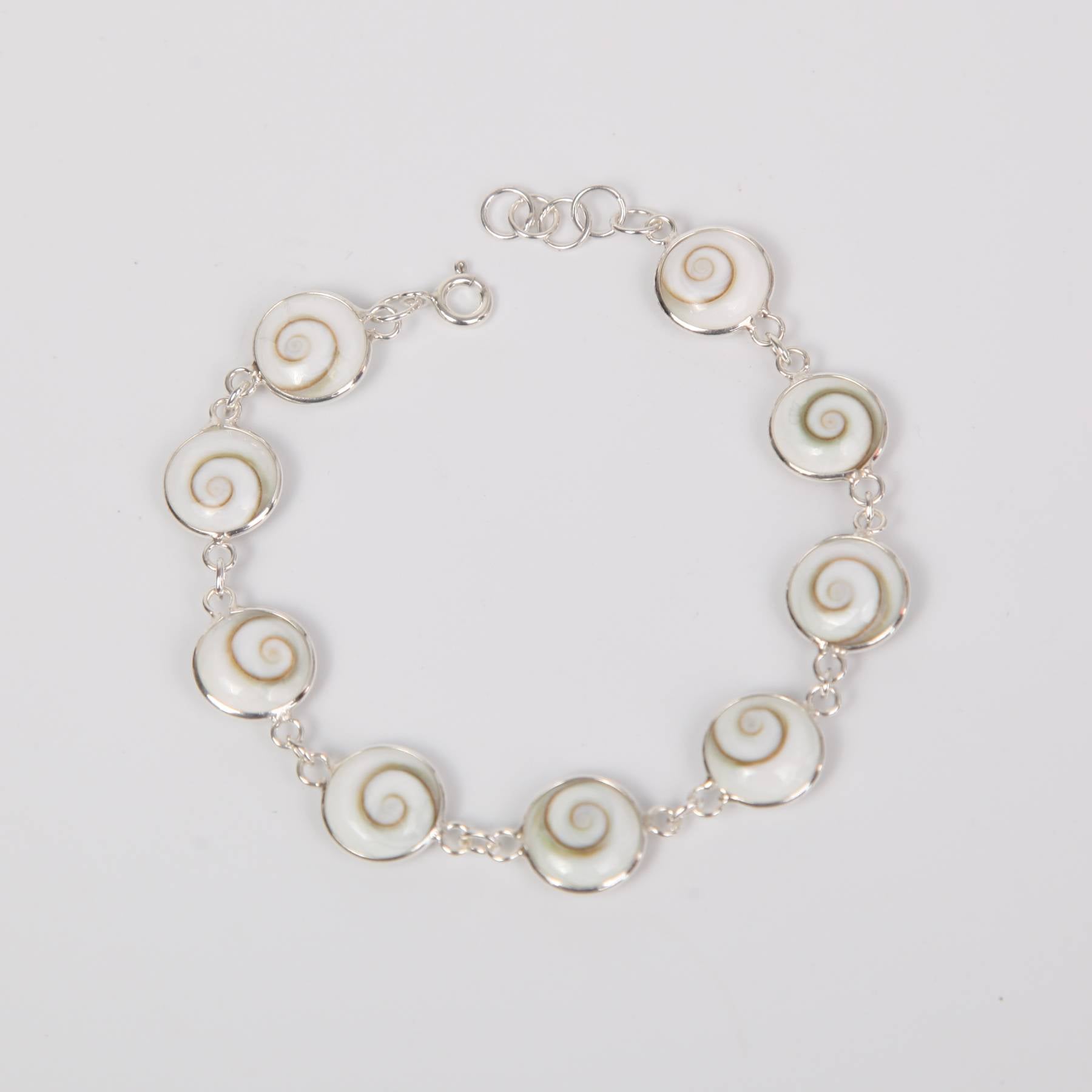 Shiva Eye Shell Bracelet with Sterling Silver Round