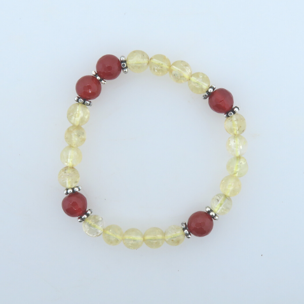 Citrine Bead Bracelet with Carnelian and Silver