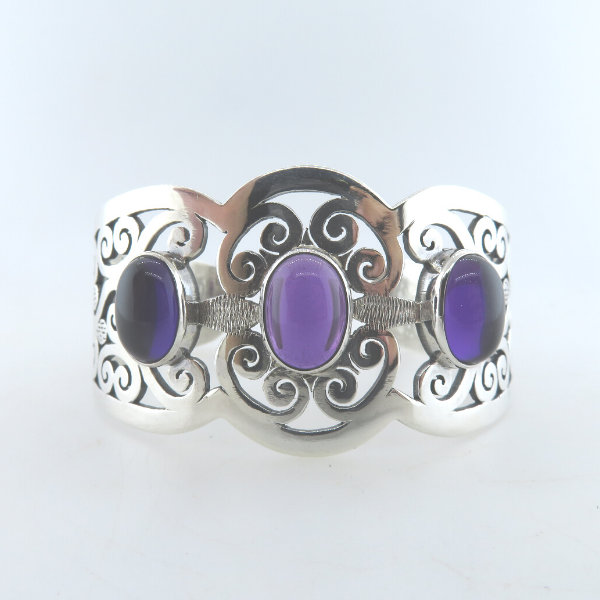 Sterling Silver Bangle with Amethyst