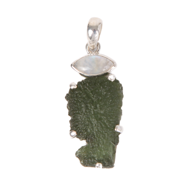 Natural Czech Moldavite & Herkimer Diamond Pendant 925 Sterling Silver  Jewelry | eBay