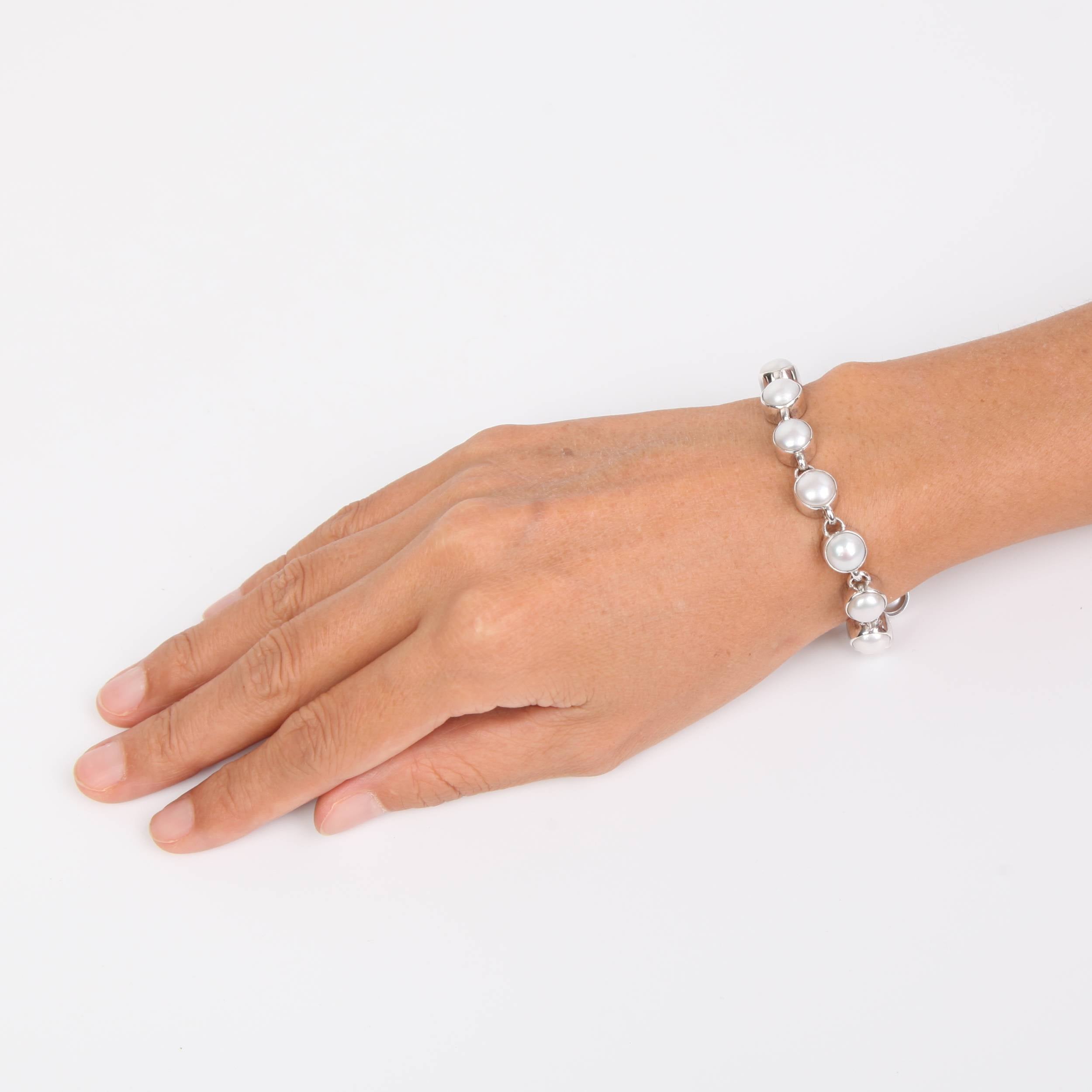 Sterling Silver Bracelet with Fresh Water Pearls Small
