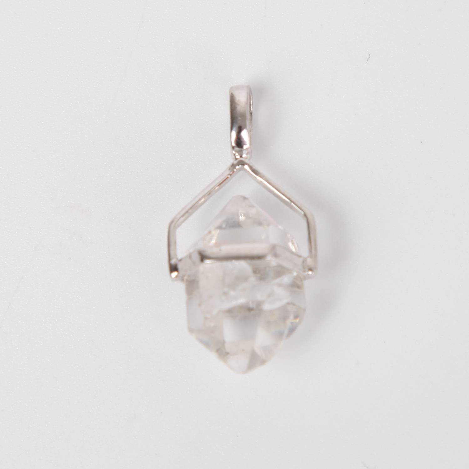 Sterling Silver Pendant with Herkimer Crystal Open