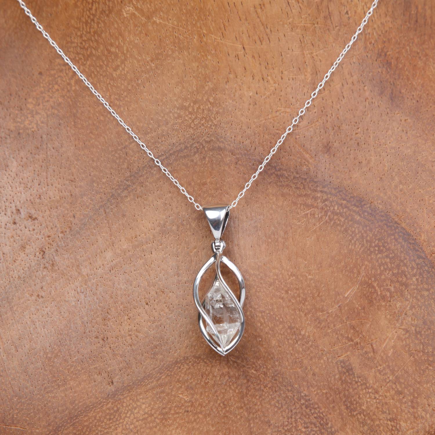 Sterling Silver Pendant with Herkimer Crystal
