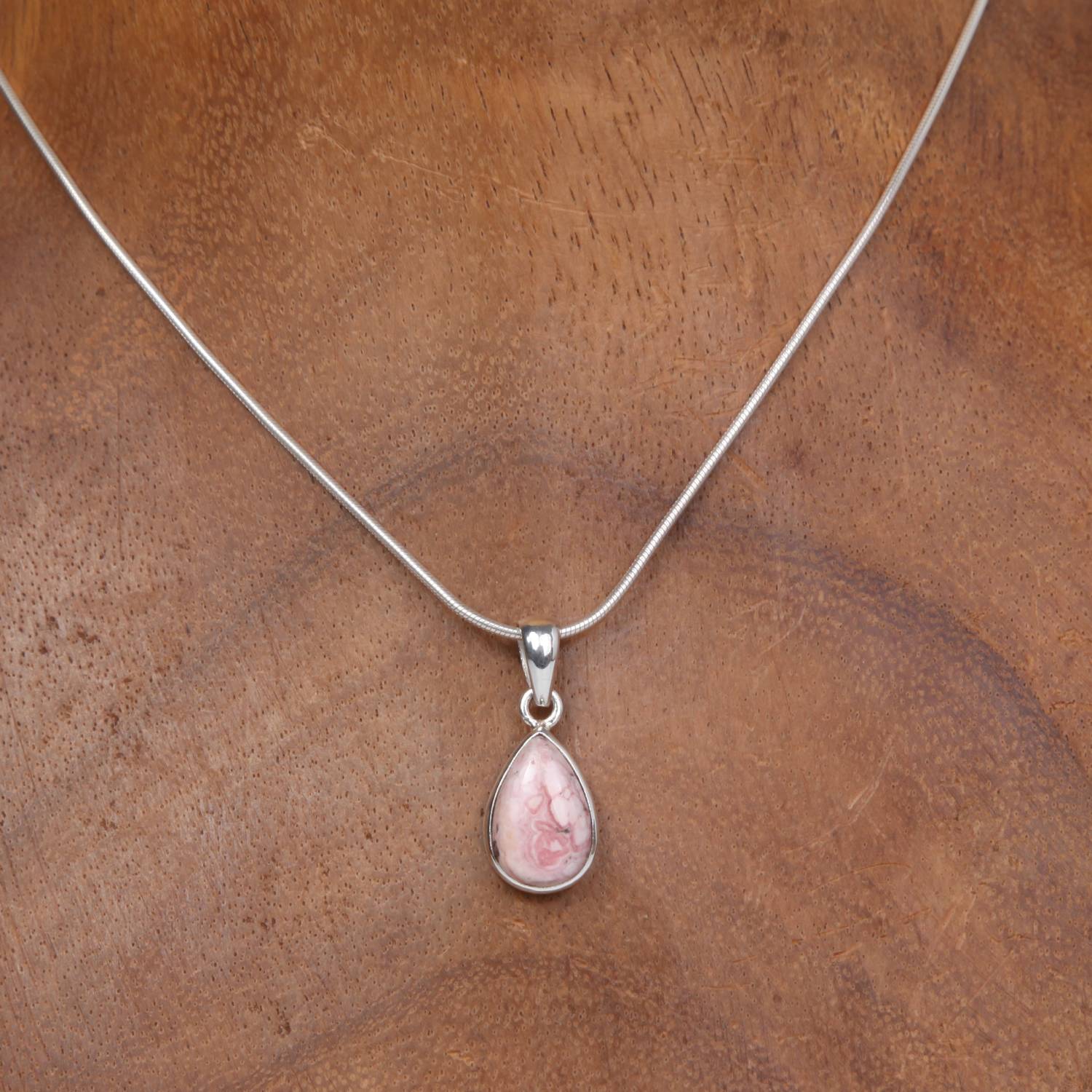 Sterling Silver Pendant with Rhodocrosite