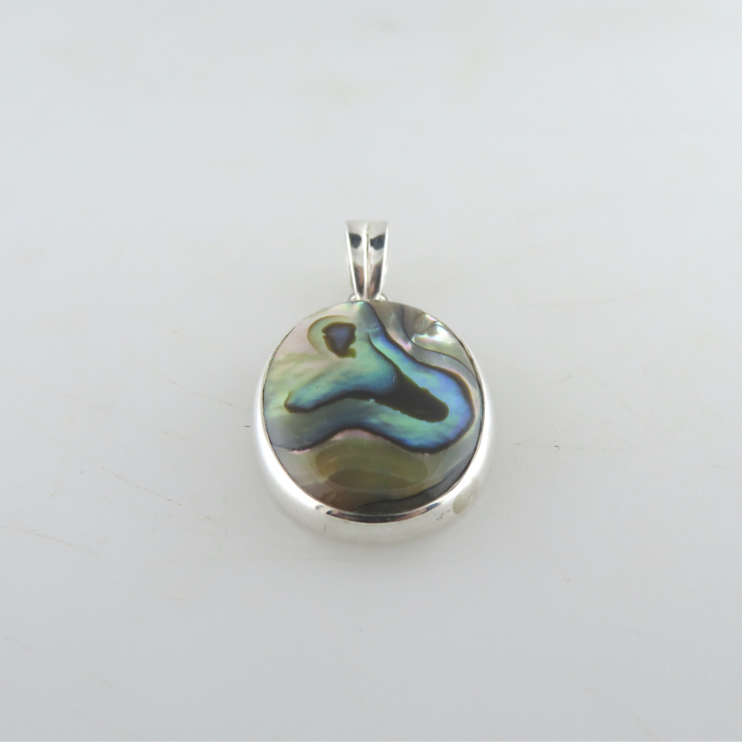 Paua Shell (Rainbow Abalone) Pendant with Sterling Silver