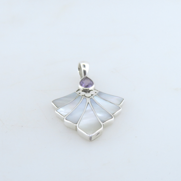 Mother of Pearl Pendant with Amethyst and Sterling Silver