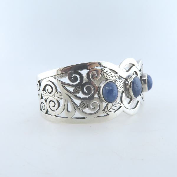 Sterling Silver Bangle with Blue Sapphire
