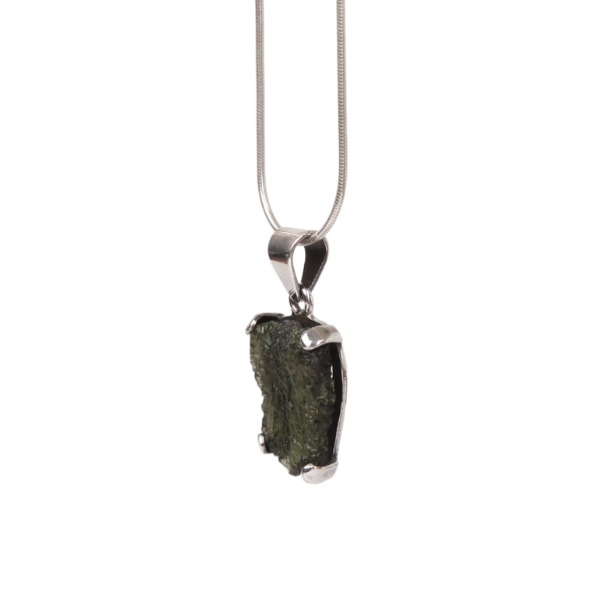 Moldavite (meteorite) Pendant with Sterling Silver Small