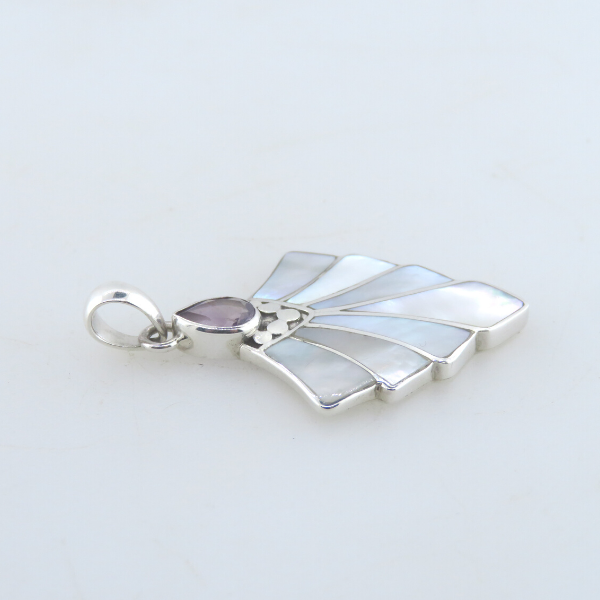 Mother of Pearl Pendant with Amethyst and Sterling Silver