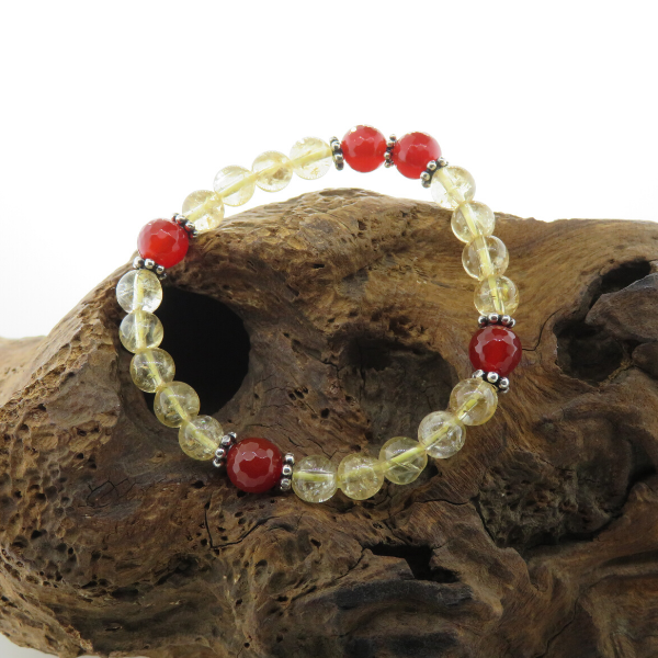 Citrine Bead Bracelet with Carnelian and Silver
