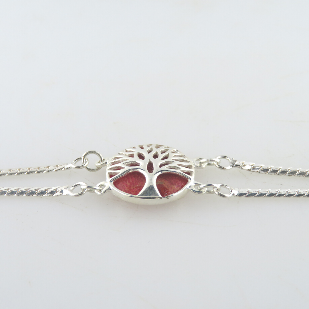 Sterling Silver Bracelet with Red Coral
