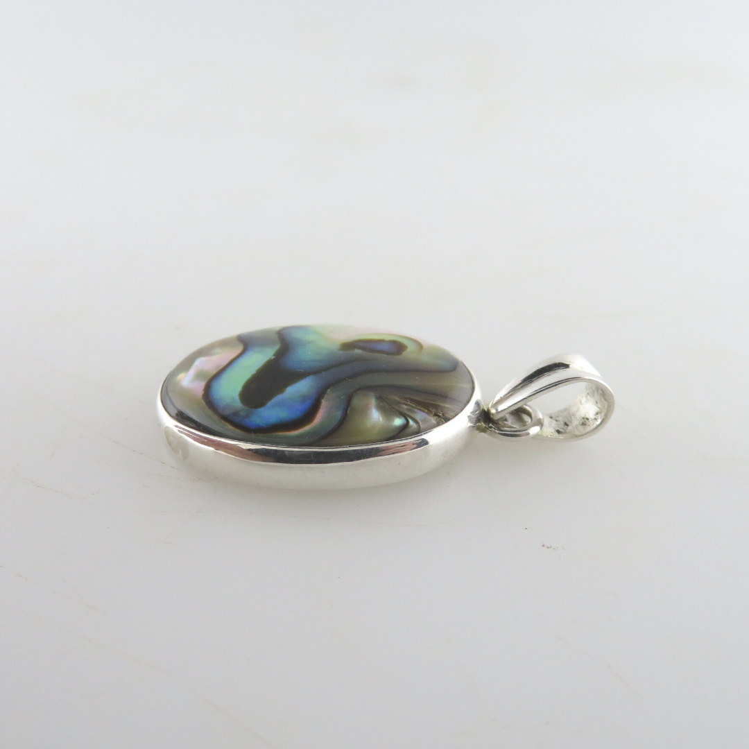 Paua Shell (Rainbow Abalone) Pendant with Sterling Silver