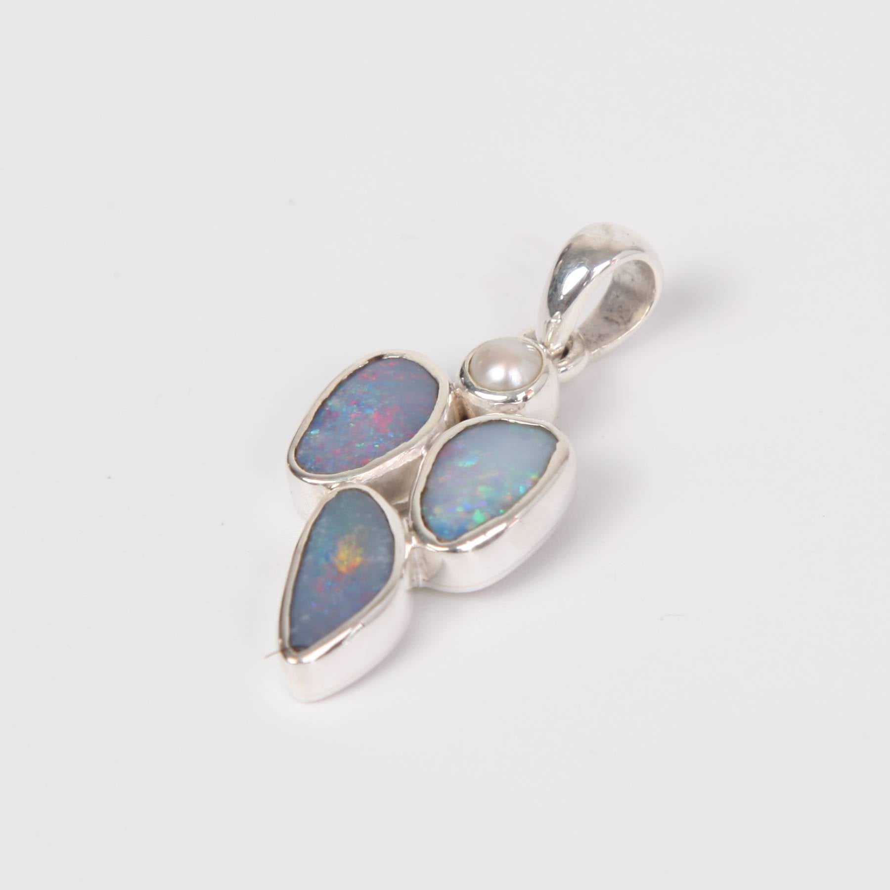 Australian Opal Sterling Silver Pendant with Fresh Water Pearl