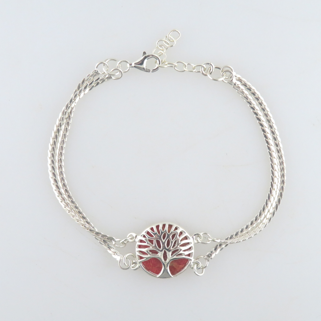 Sterling Silver Bracelet with Red Coral