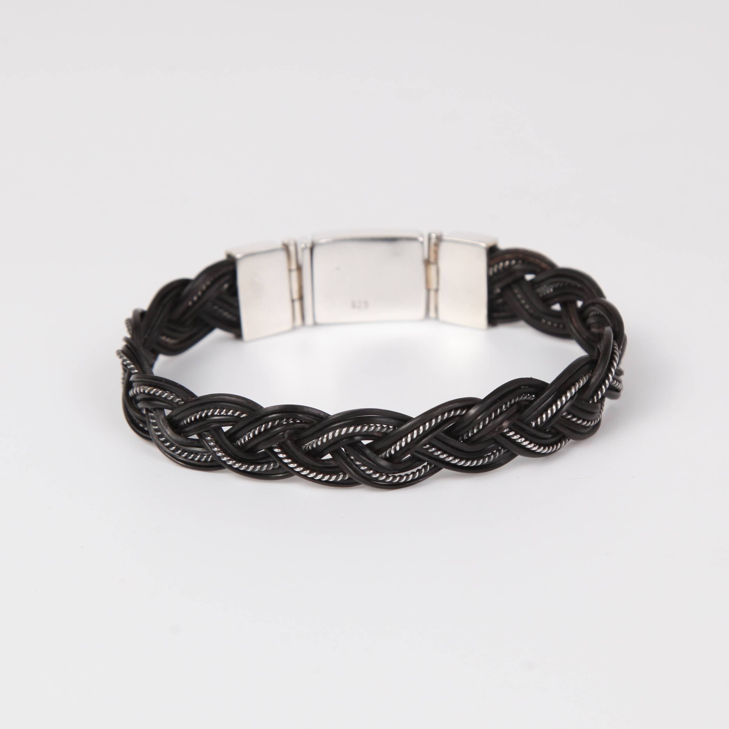 Elephant Hair Bracelet with Sterling Silver Detailed