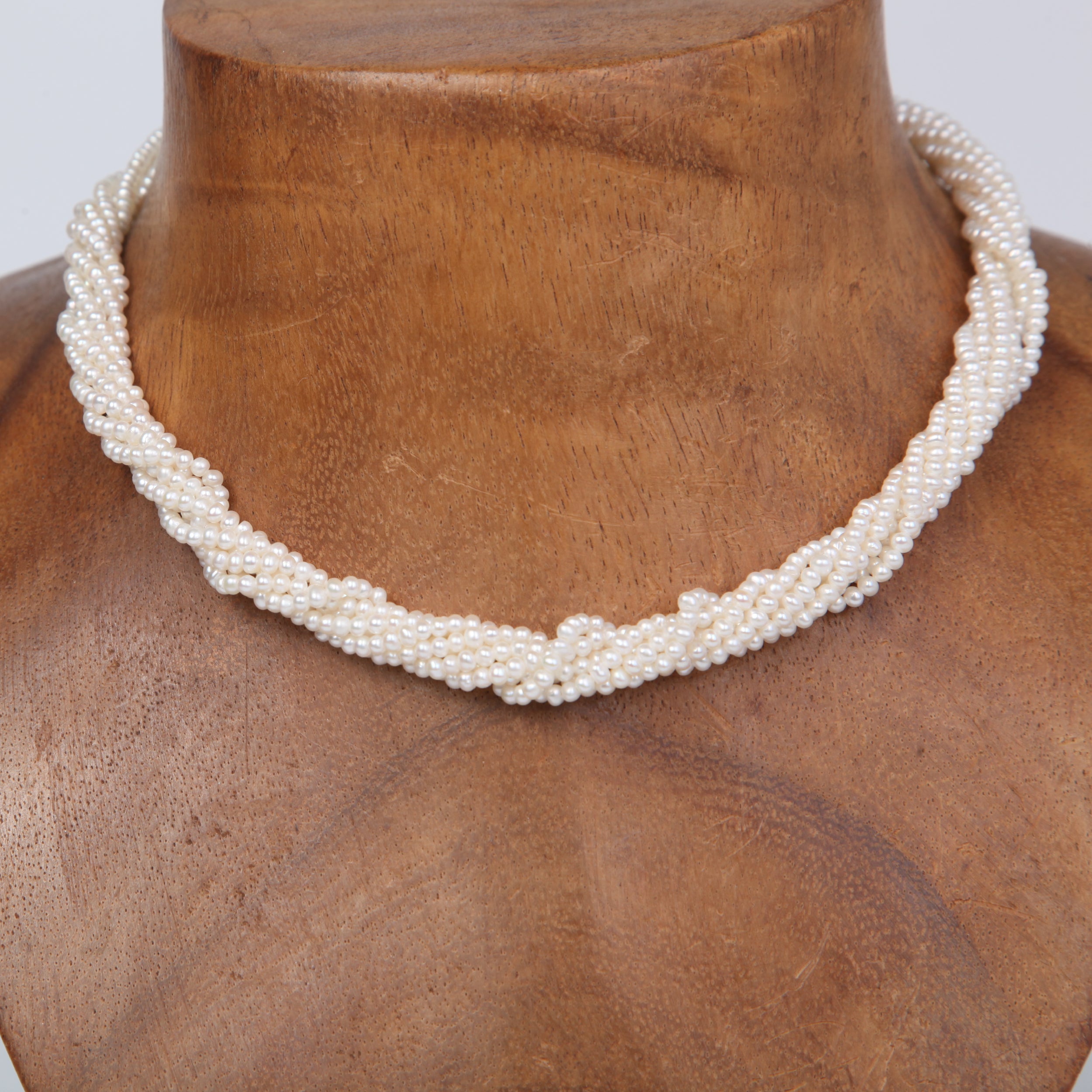 Twisted Fresh Water Pearl Necklace with Sterling Silver