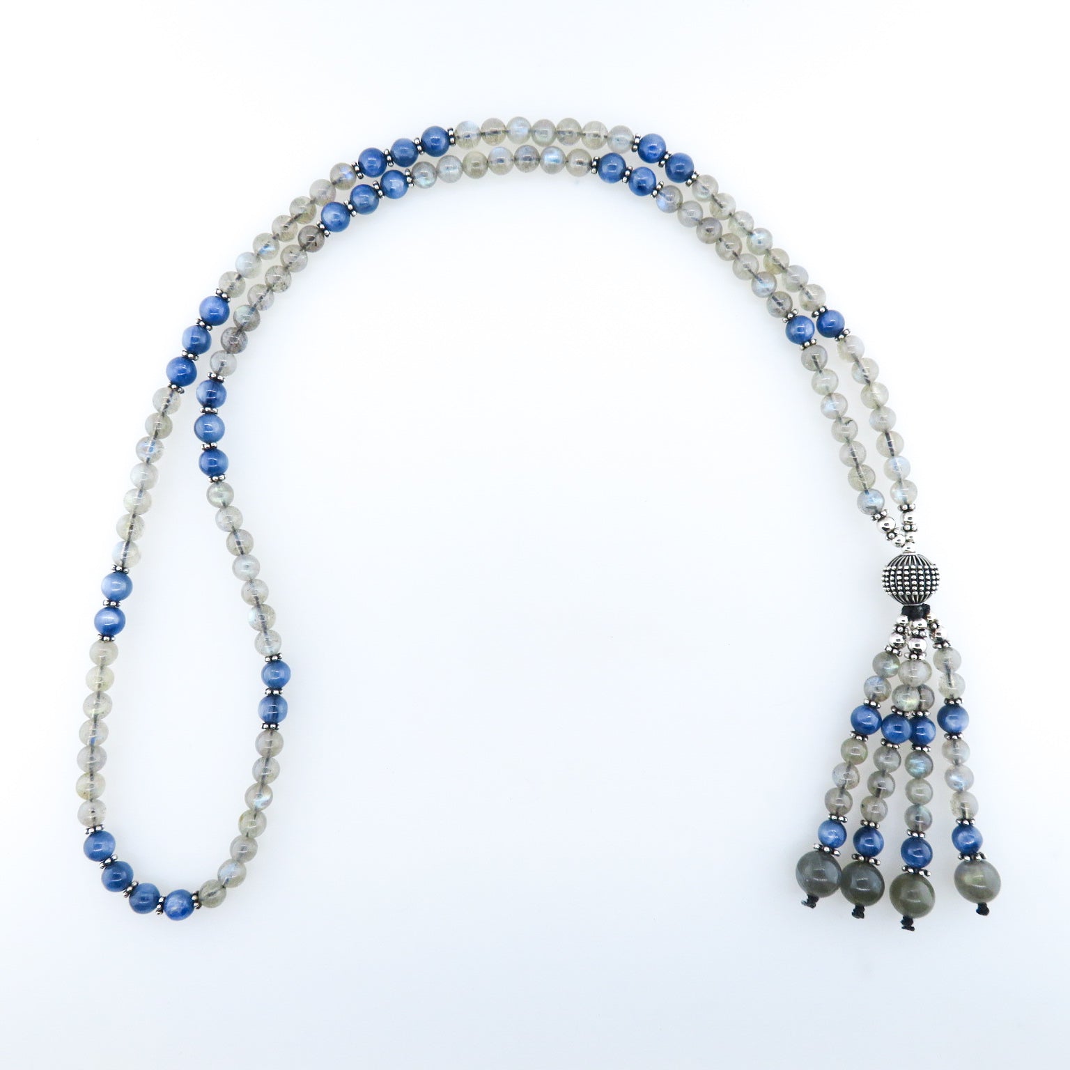 Labradorite Necklace with Kyanite and Silver Beads