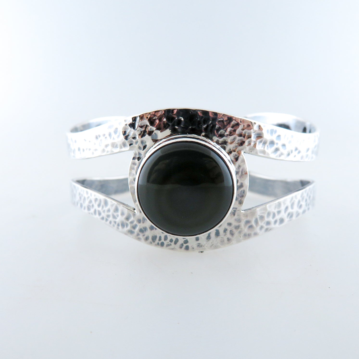 Rainbow Obsidian Bangle with Sterling Silver