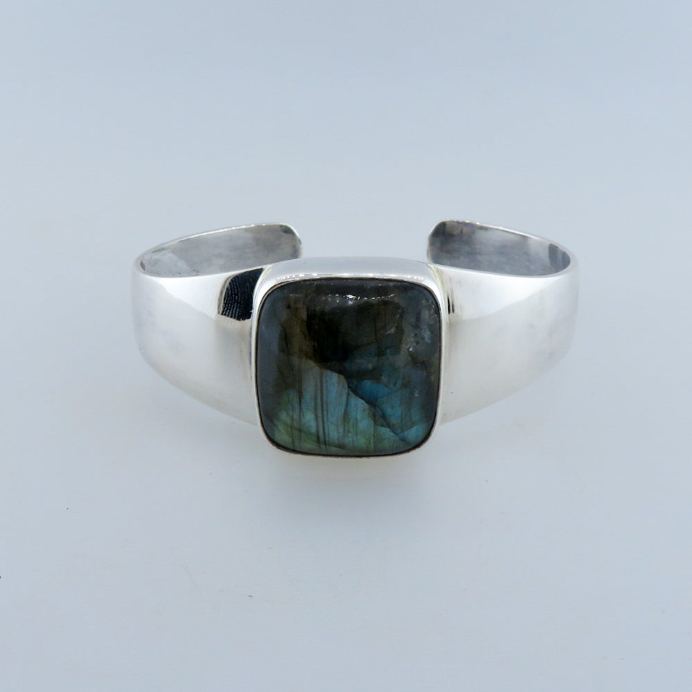 Labradorite Bangle with Sterling Silver