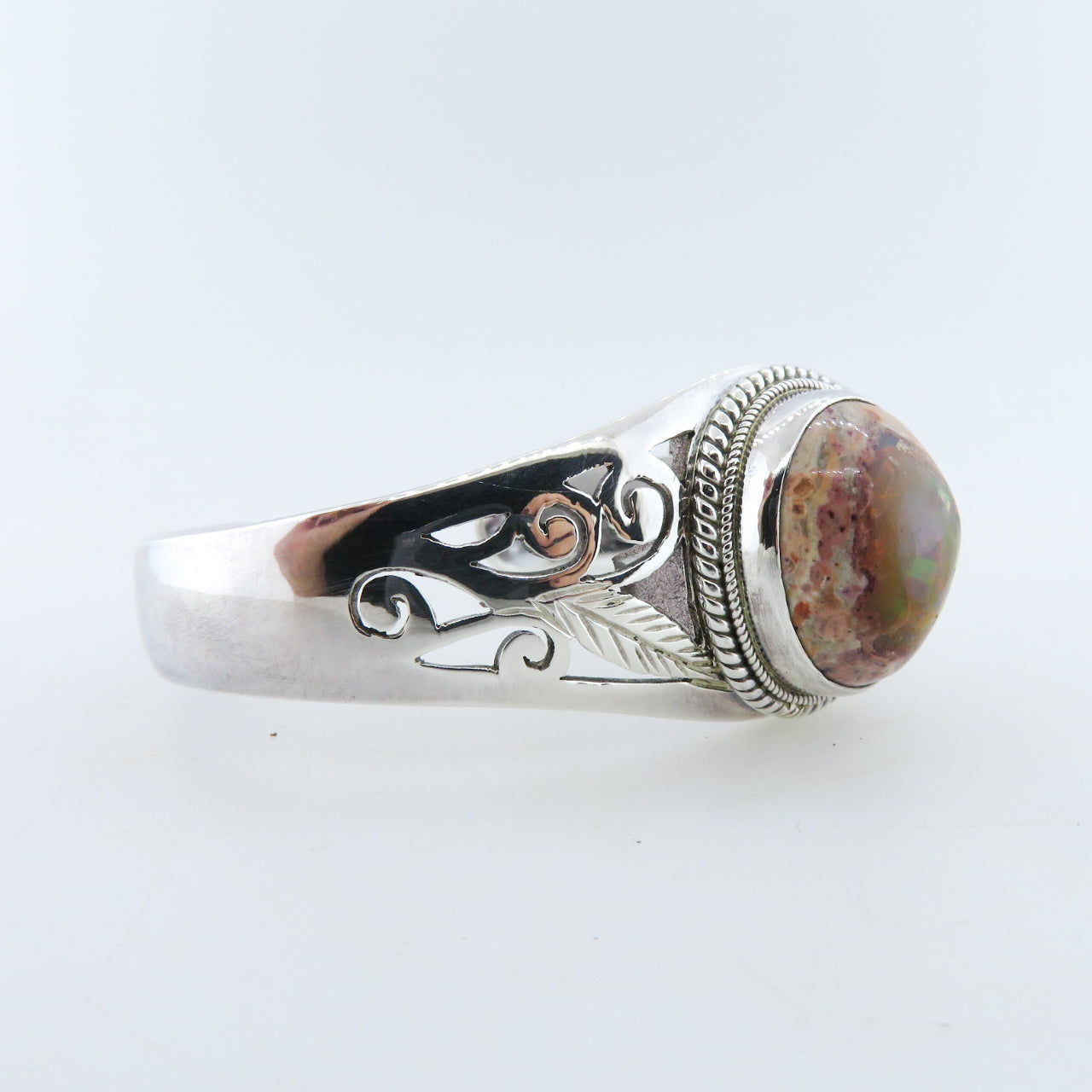 Sterling Silver Bangle with Mexican Opal