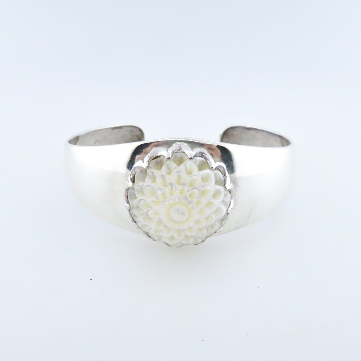 Sterling Silver Bangle with Mother of Pearl