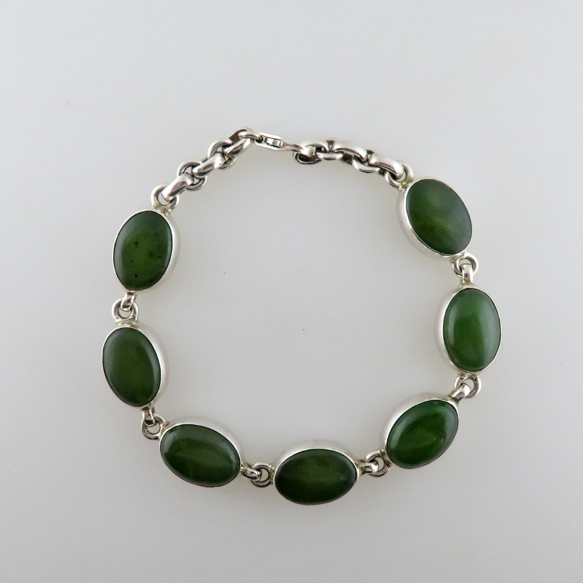 Nephrite Bracelet with Sterling Silver