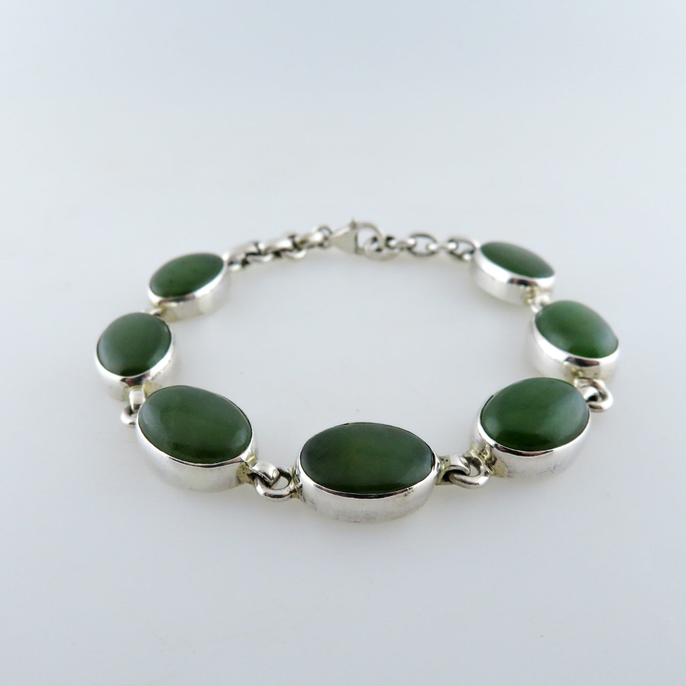Nephrite Bracelet with Sterling Silver