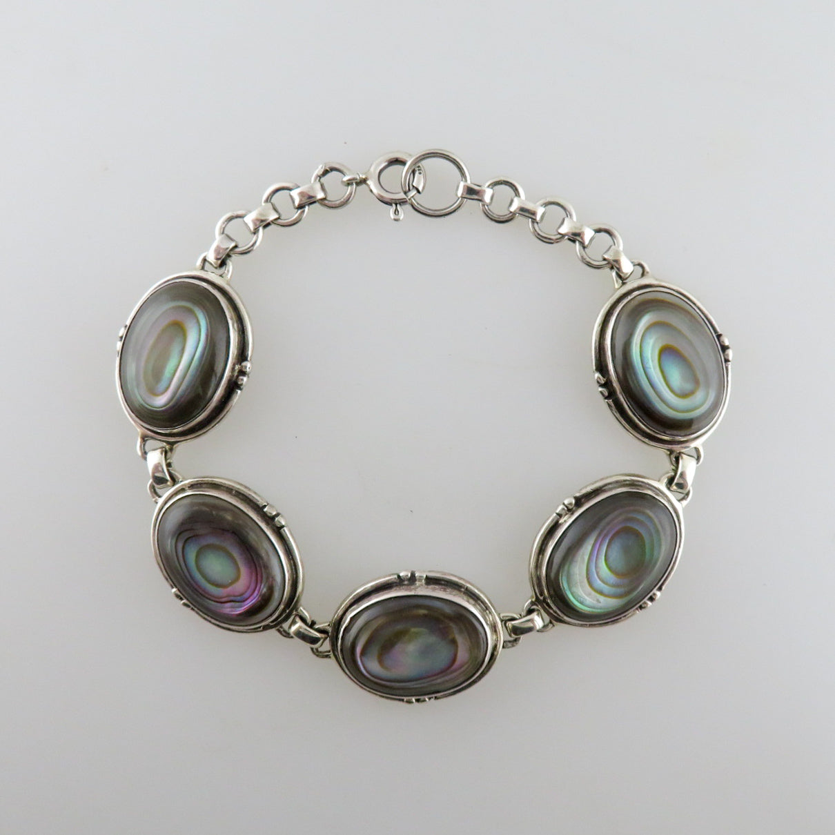 Paua Shell (Rainbow Abalone) Bracelet with Sterling Silver