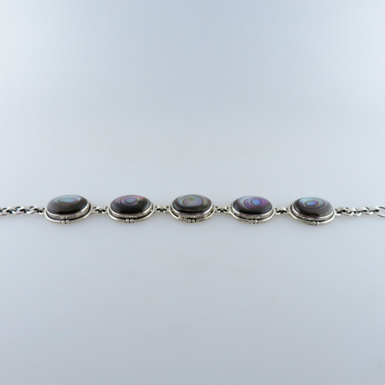 Paua Shell (Rainbow Abalone) Bracelet with Sterling Silver
