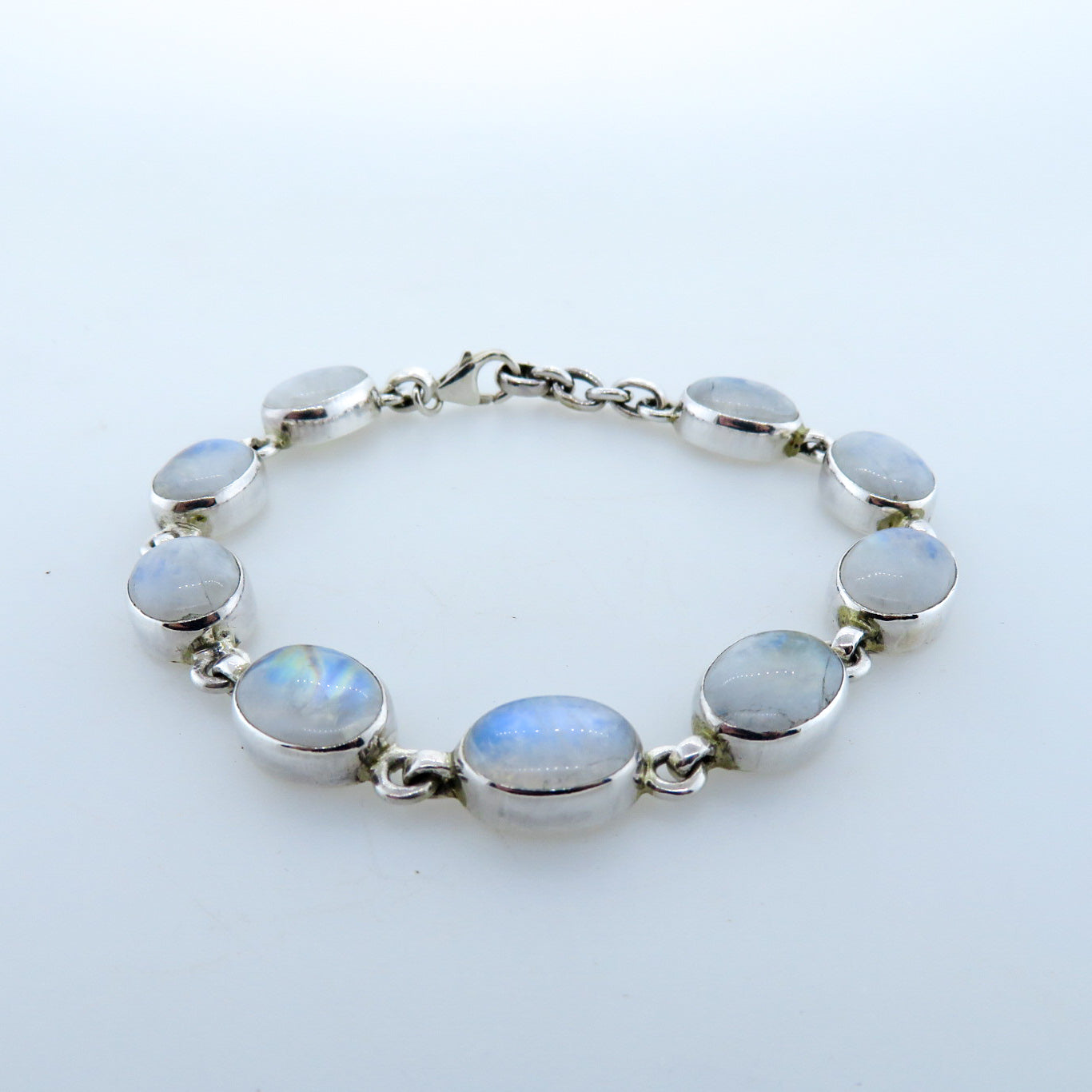 Rainbow Moon Stone Bracelet with Sterling Silver