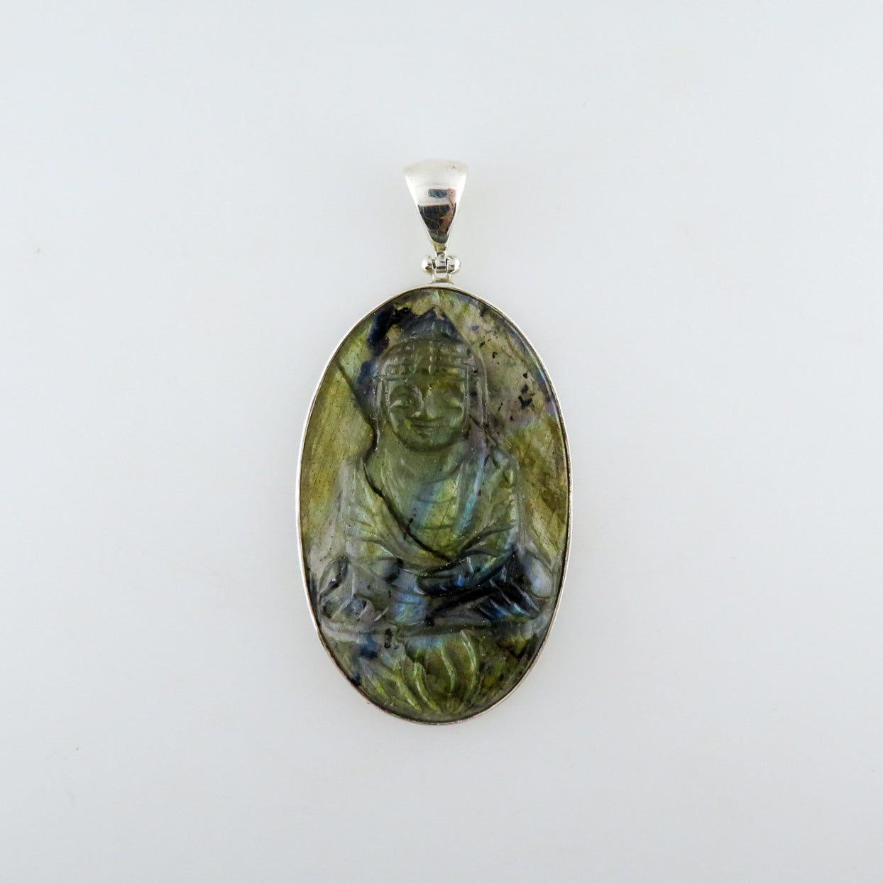 Labradorite (Buddha Curved) Pendant with Sterling Silver