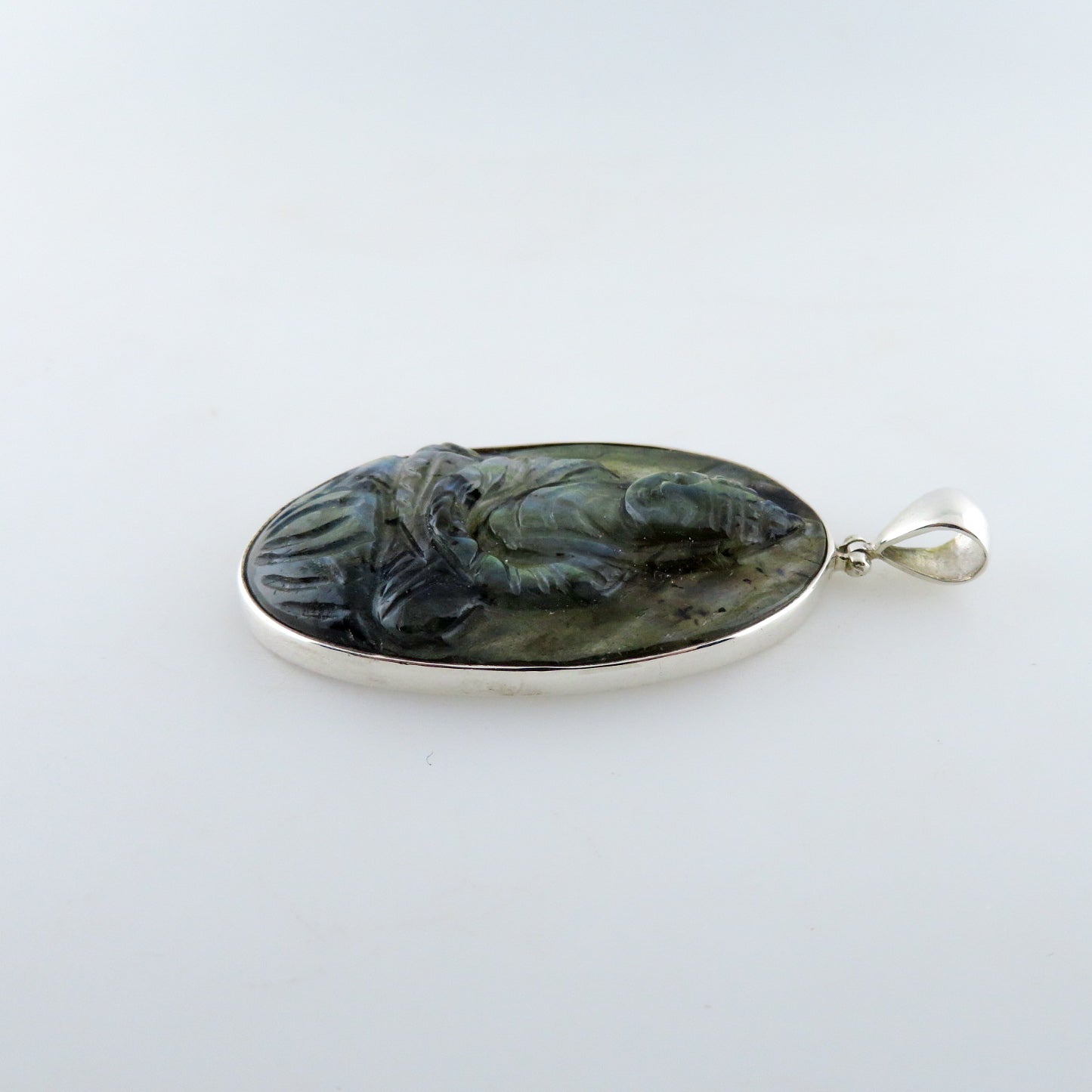 Labradorite (Buddha Curved) Pendant with Sterling Silver