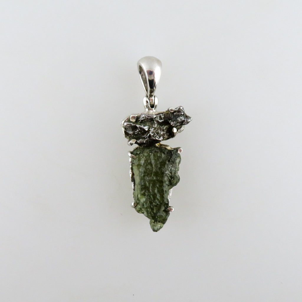 Moldavite (Meteorite) Sterling Silver Pendant with Campo de Cielo