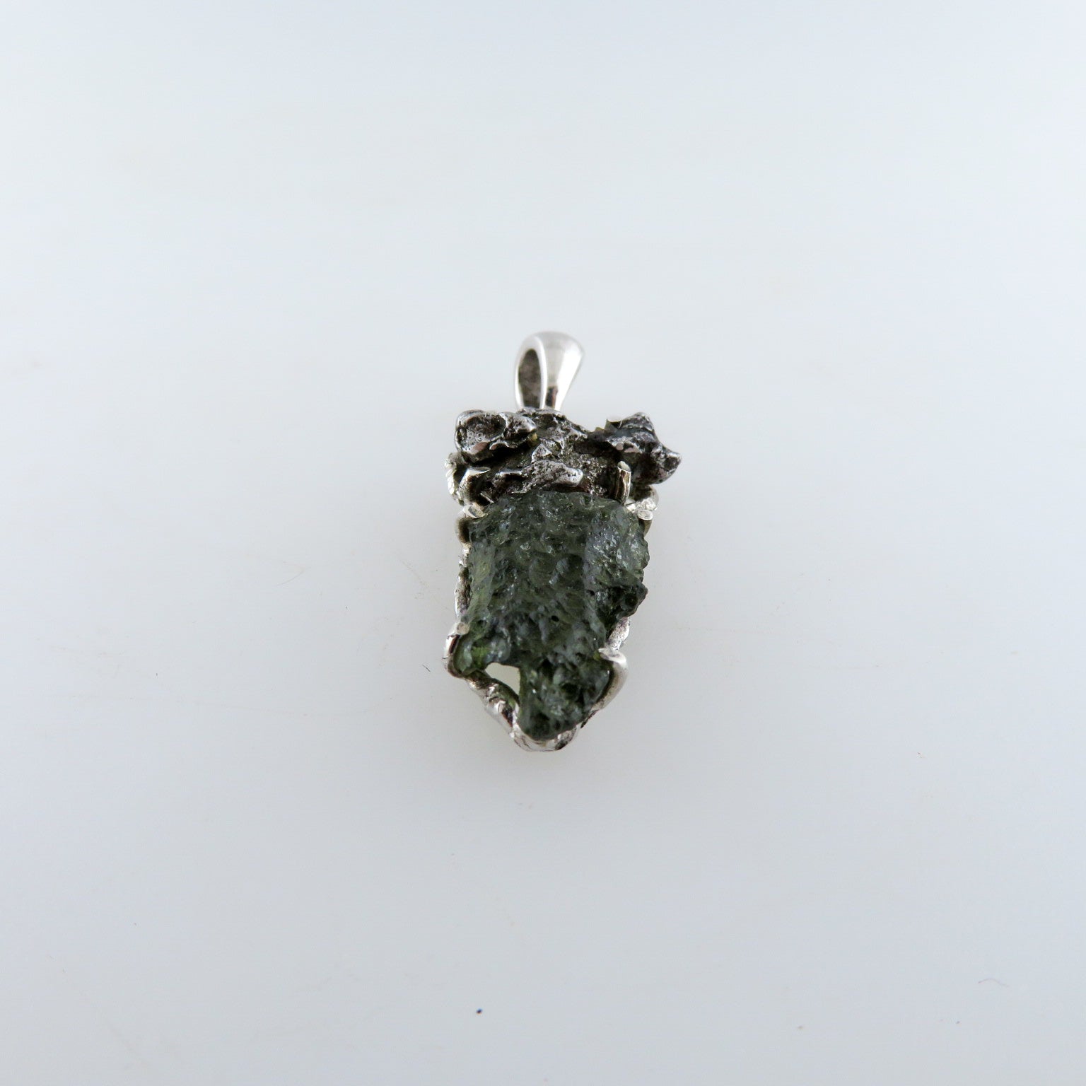 Moldavite (Meteorite) Sterling Silver Pendant with Campo de Cielo