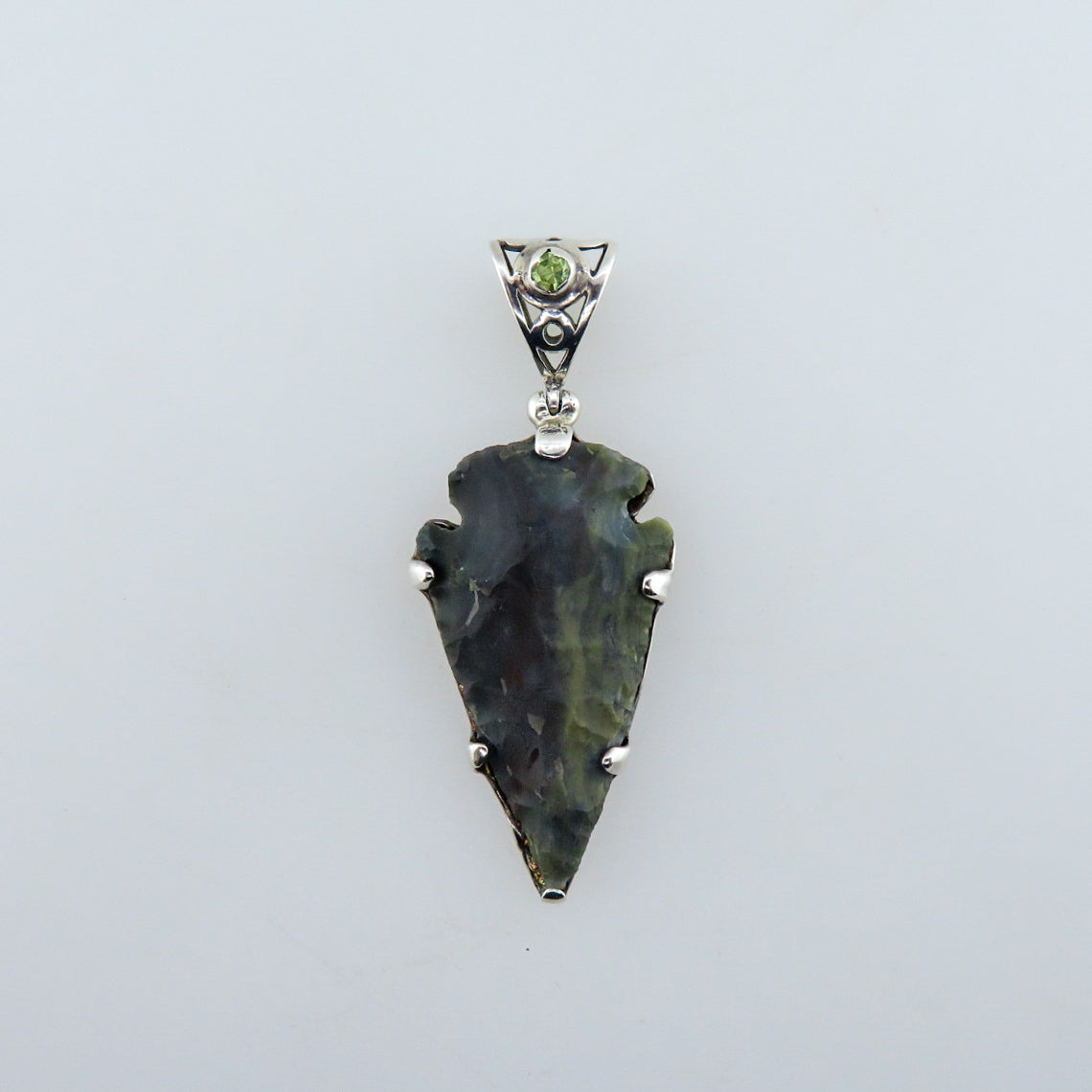 Jasper (Arrow Head) Pendant with Sterling Silver and Peridot