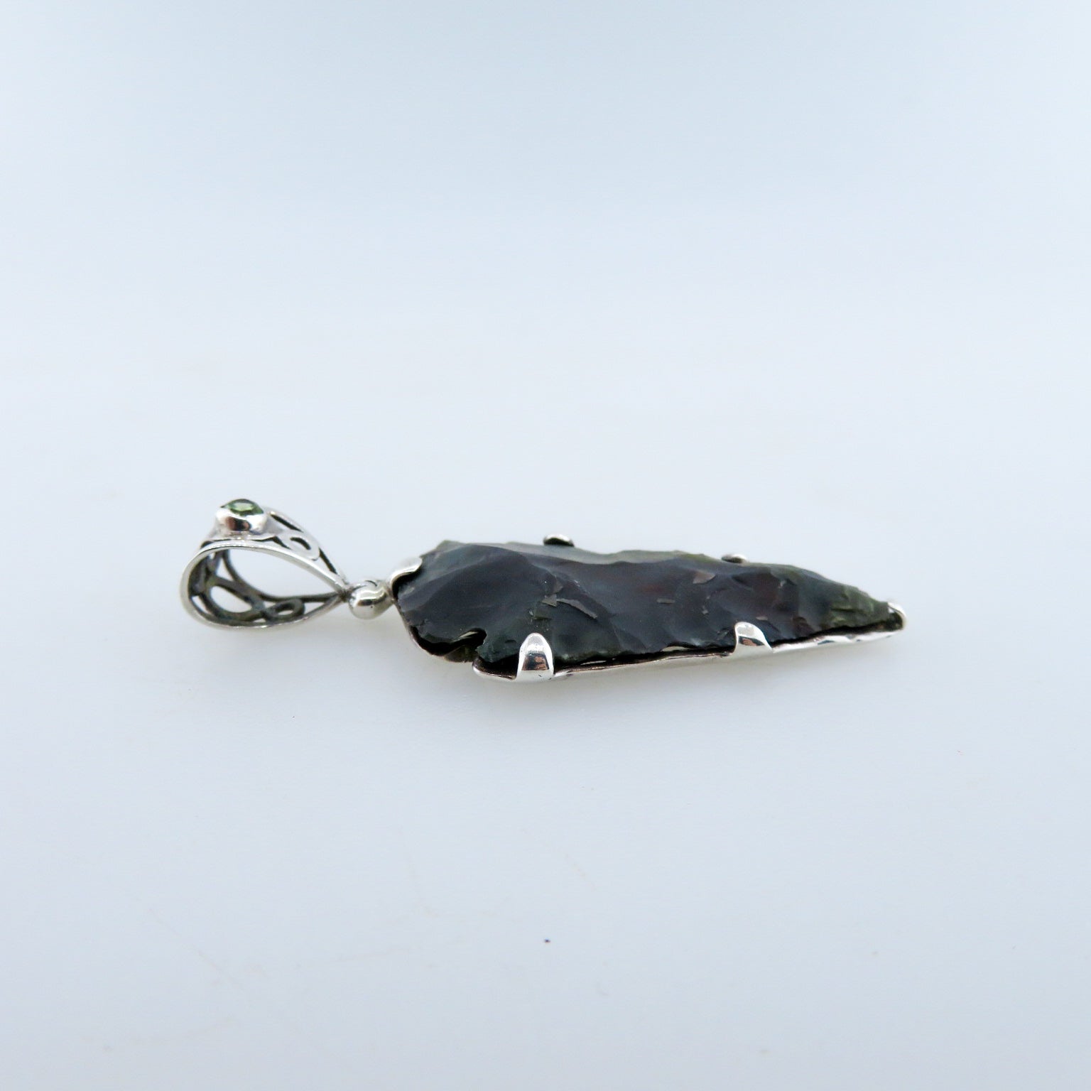 Jasper (Arrow Head) Pendant with Sterling Silver and Peridot