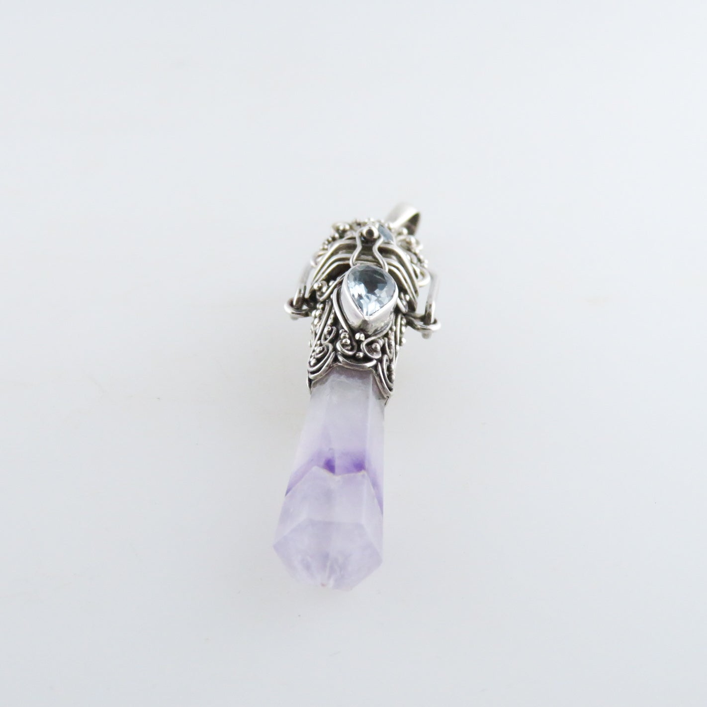 Amethyst Sterling Silver Pendant with Blue Topaz