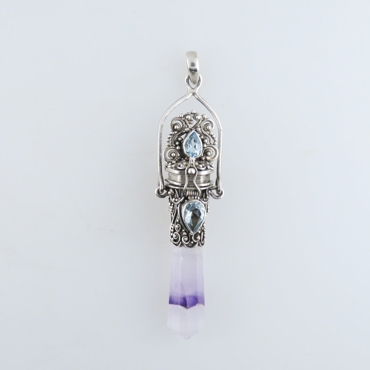 Amethyst Sterling Silver Pendant with Blue Topaz