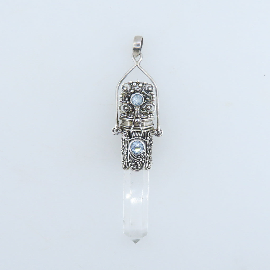 Crystal Sterling Silver Pendant with Blue Topaz
