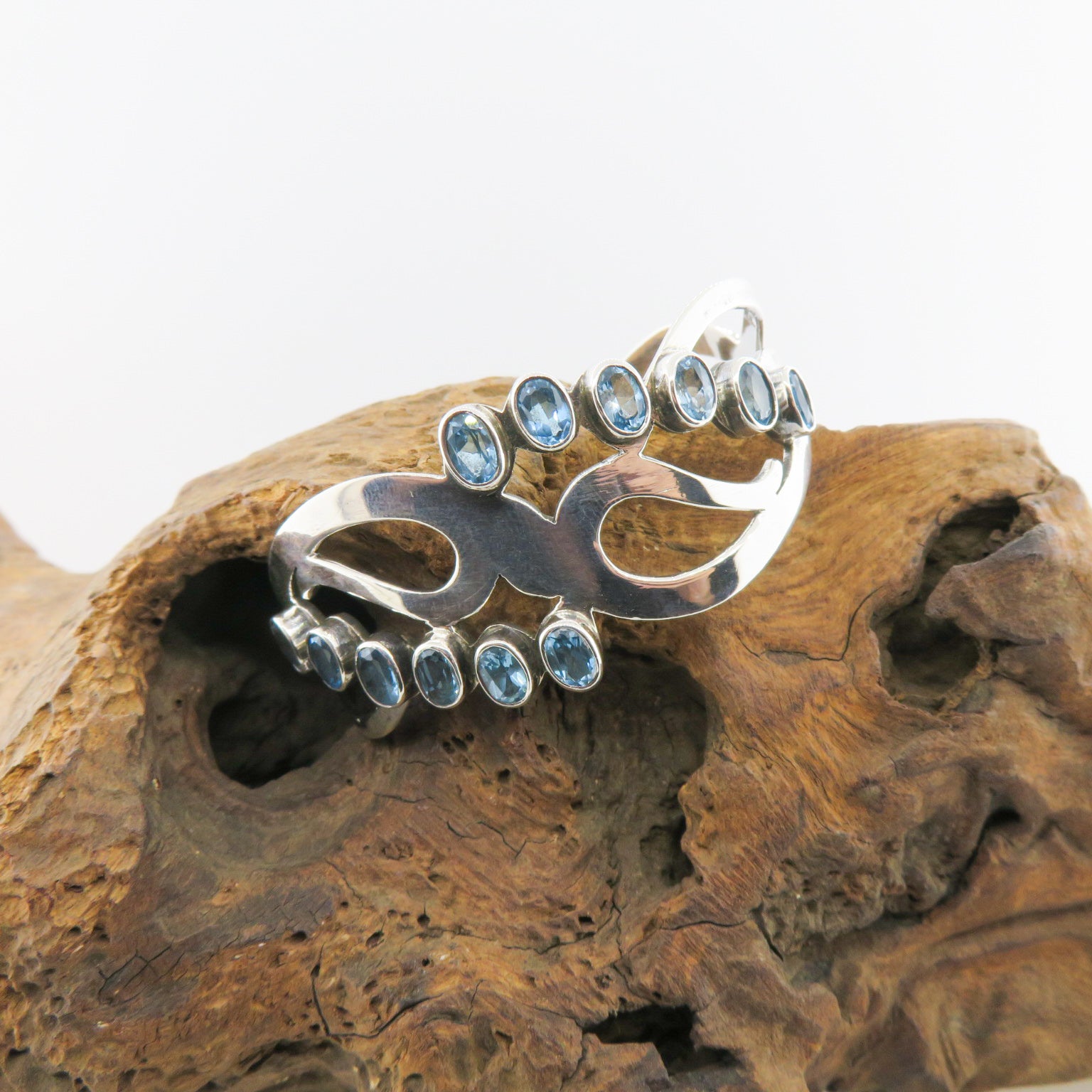 Sterling Silver Bangle with Blue Topaz
