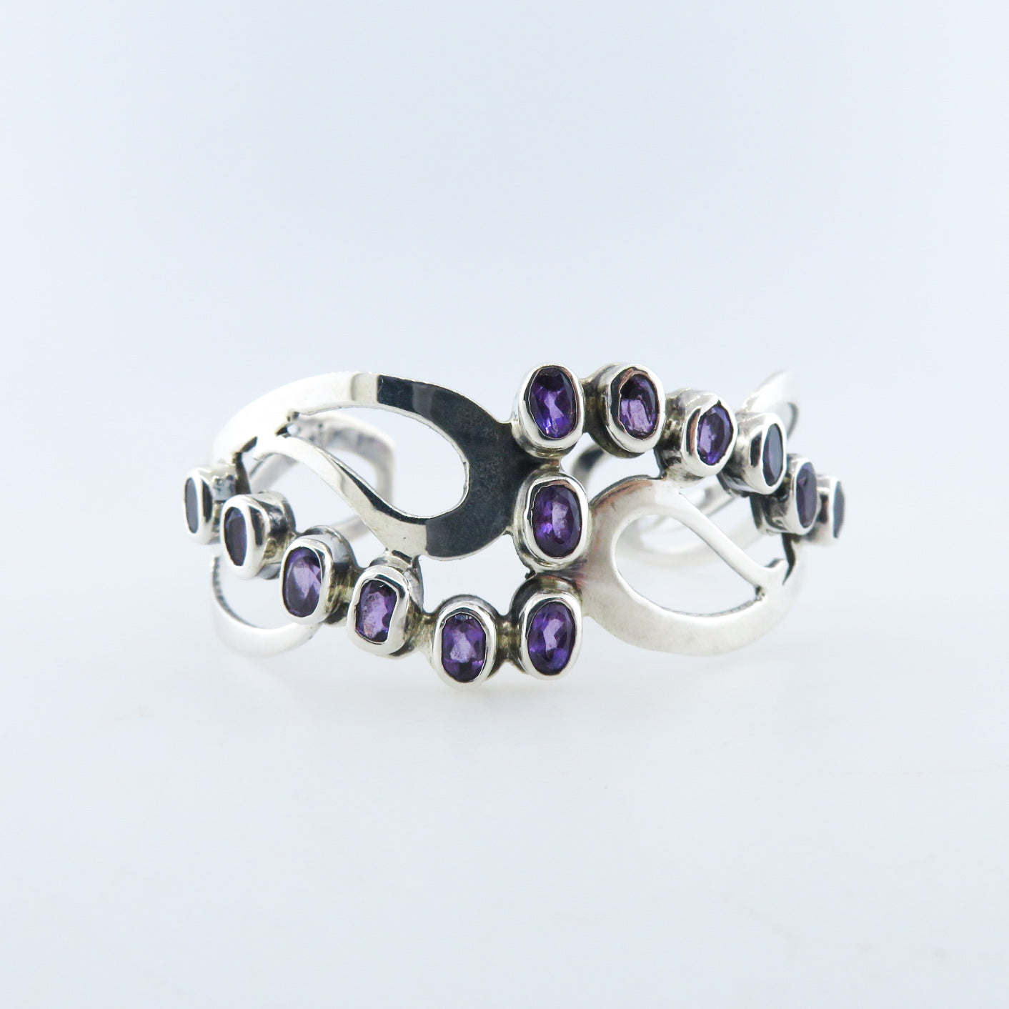 Sterling Silver Bangle with Amethyst