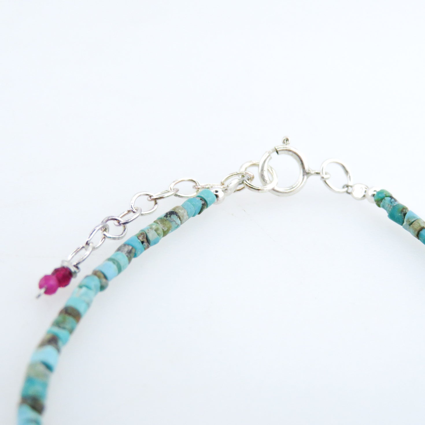 Turquoise Bracelet with Iolite, Garnet and Silver Beads