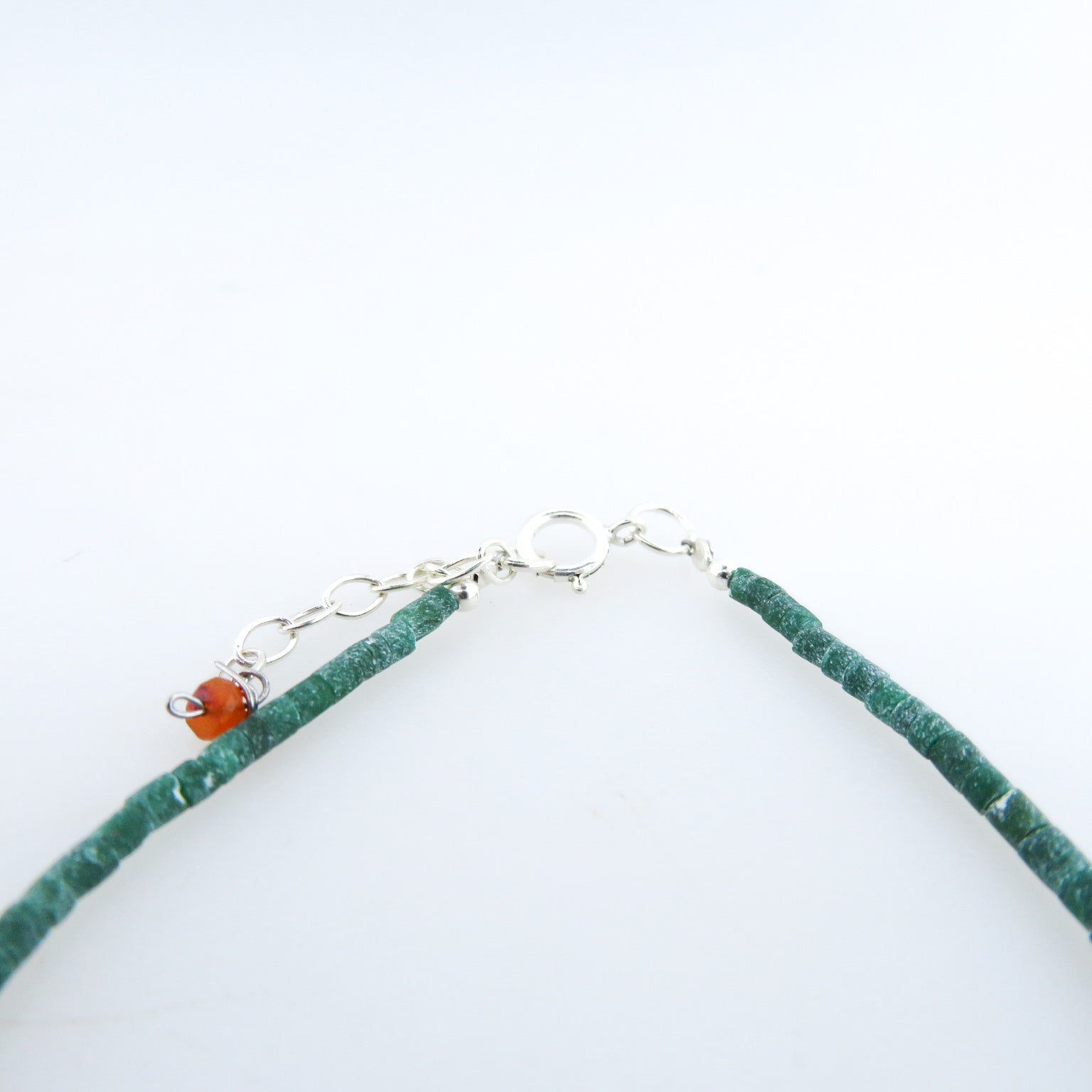 Emerald Bracelet with Carnelian, Black Onyx and Silver Beads