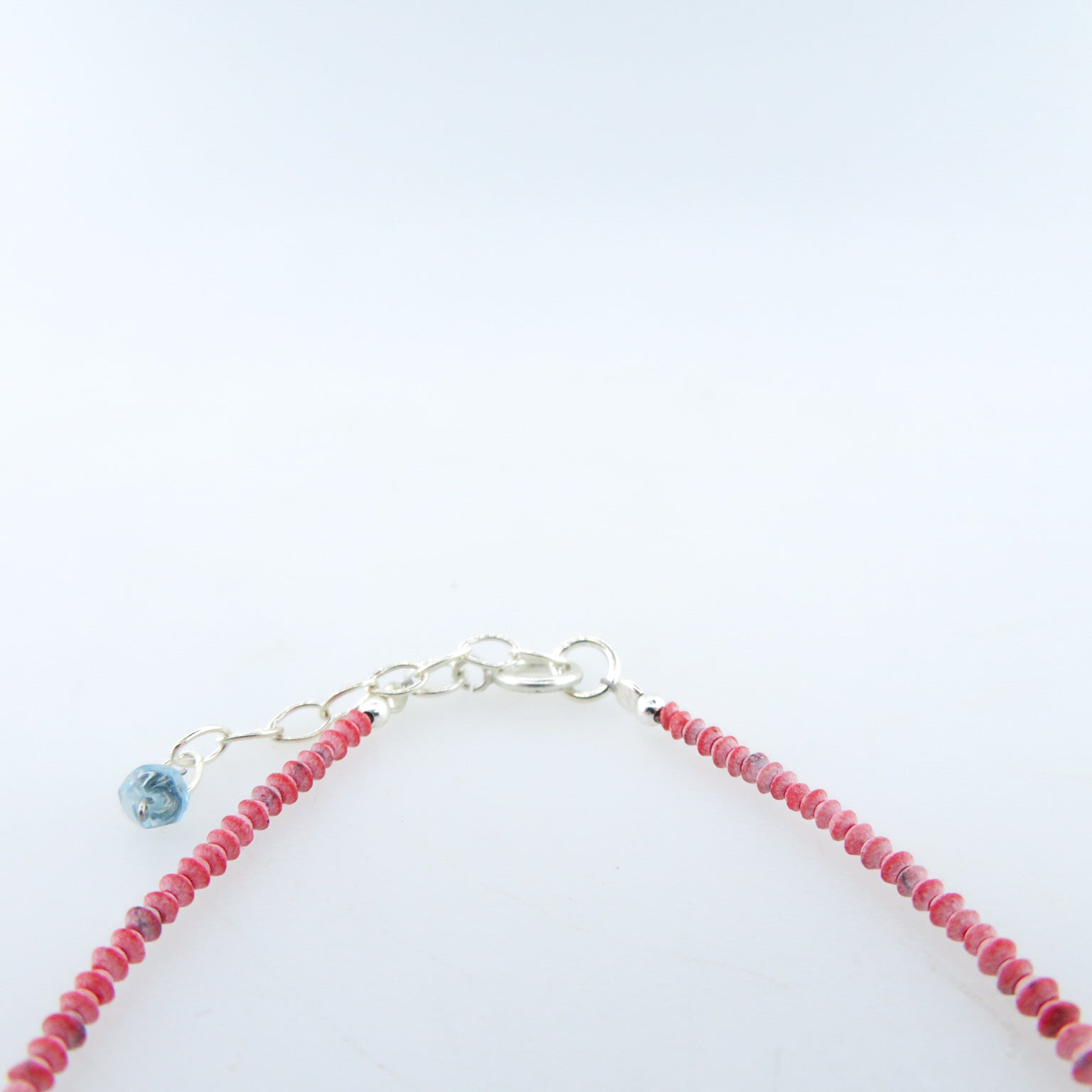 Coral Bracelet with Blue Topaz and Silver Beads
