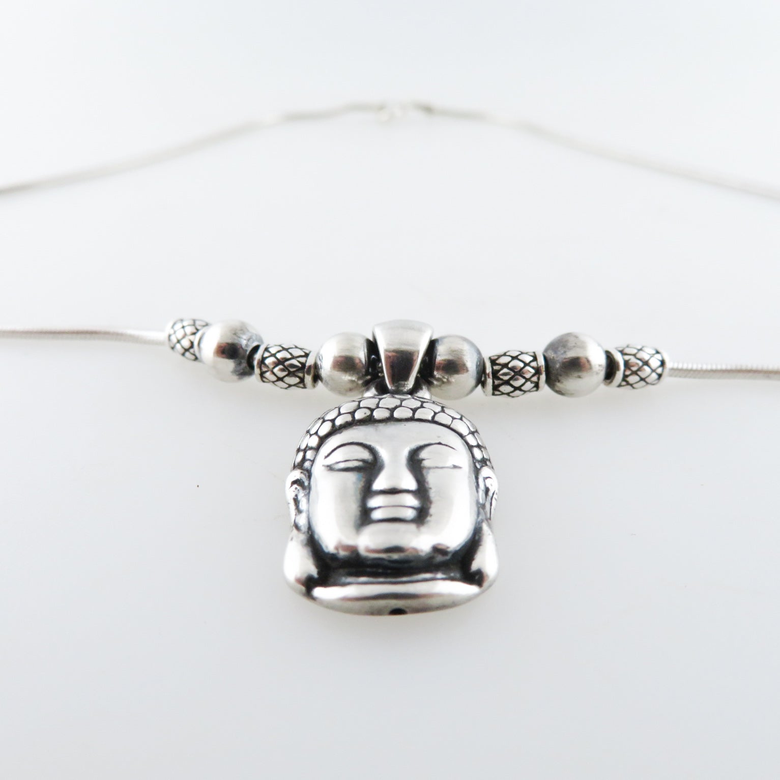 Sterling Silver Buddha Head Necklace